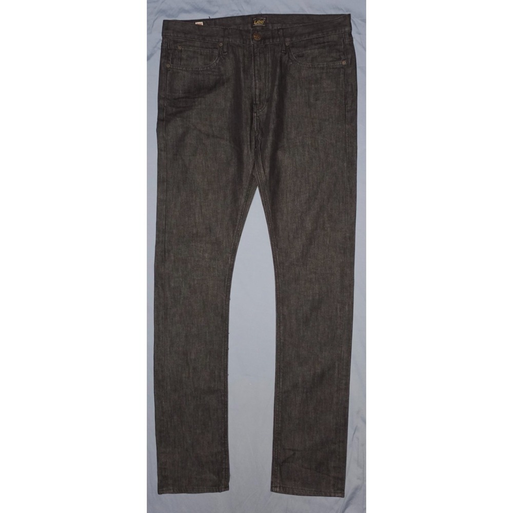 Lee 101z Contoured Slim Flex Jeans Mens 36x34 Black Selvedge Denim